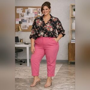 torrid Black Floral Button-Down Shirt Size 4x